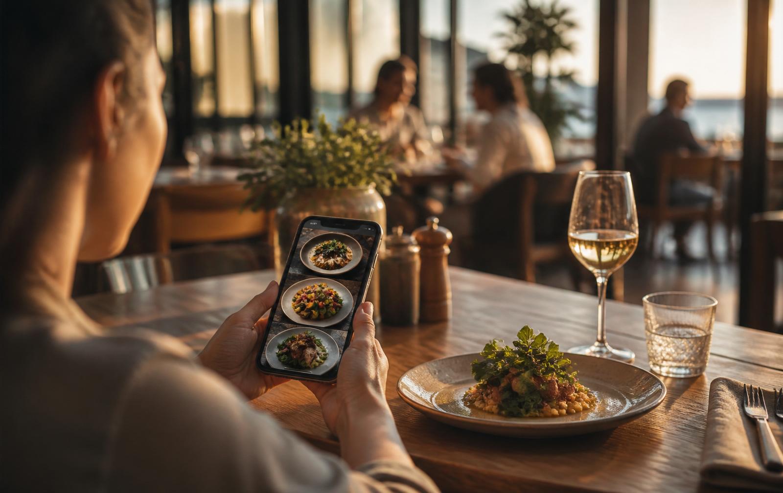 Guest scanning a Dinegram digital menu